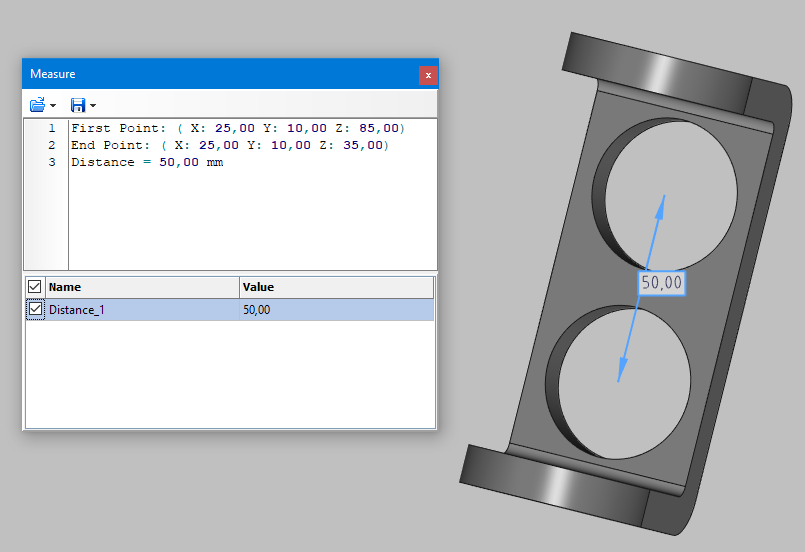 Second mode of the Distance tool