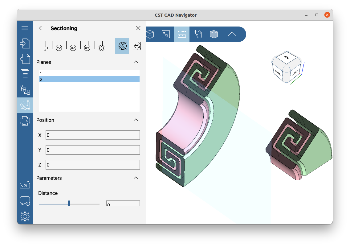 3D řezy v aplikaci CST CAD Navigator